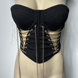 AKIRA Black and Gold Chain Crop Top